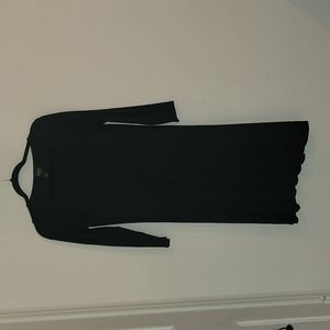 Black cotton dress with rouched detail